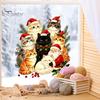 Winter Holiday Window Art Cat Christmas Static Cling Decal, Waterproof PVC Festive Sticker, Xmas Decor Easy Apply Decorative for Home Living