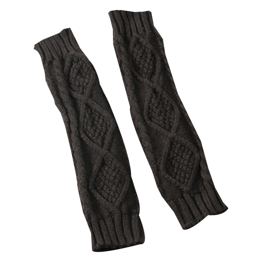 

Decoration Pair Warm Color Warmer 1 Sleeve Solid Wrist Fingerless Cold Long Knitting Arm Weather Hand Gloves Outdoor