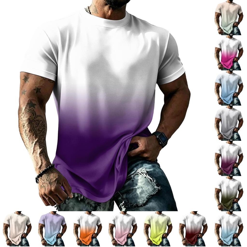 Camiseta Básica de Color para Hombre con Tejido Fresco de Manga Corta - Transpirable de Corte Holgado para Verano, Exterior, Casual