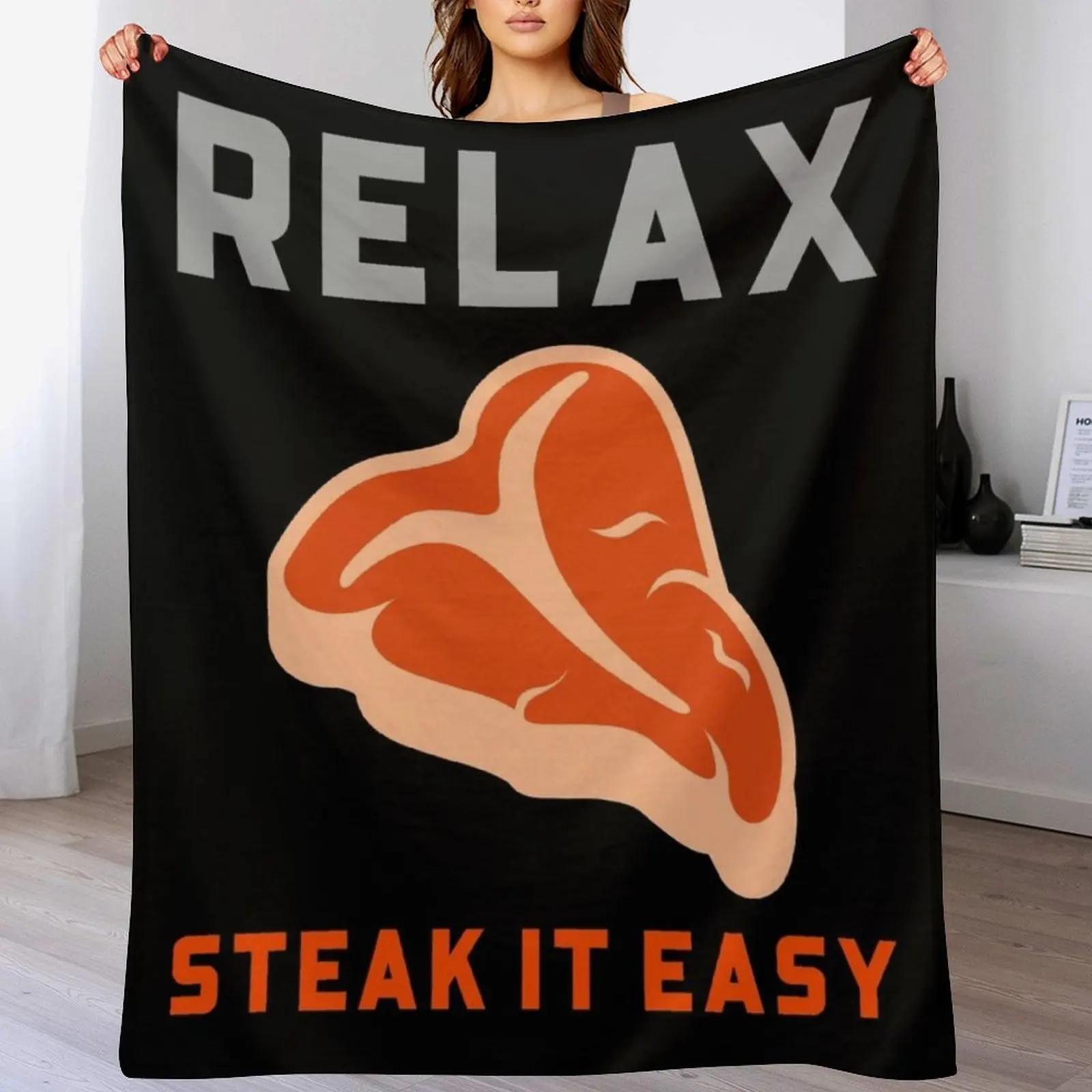 Relax Steak it Easy BBQ Throw Blanket Outdoor Soft Blanket for Picnic Beach Camping 102x76cm(40x30in)