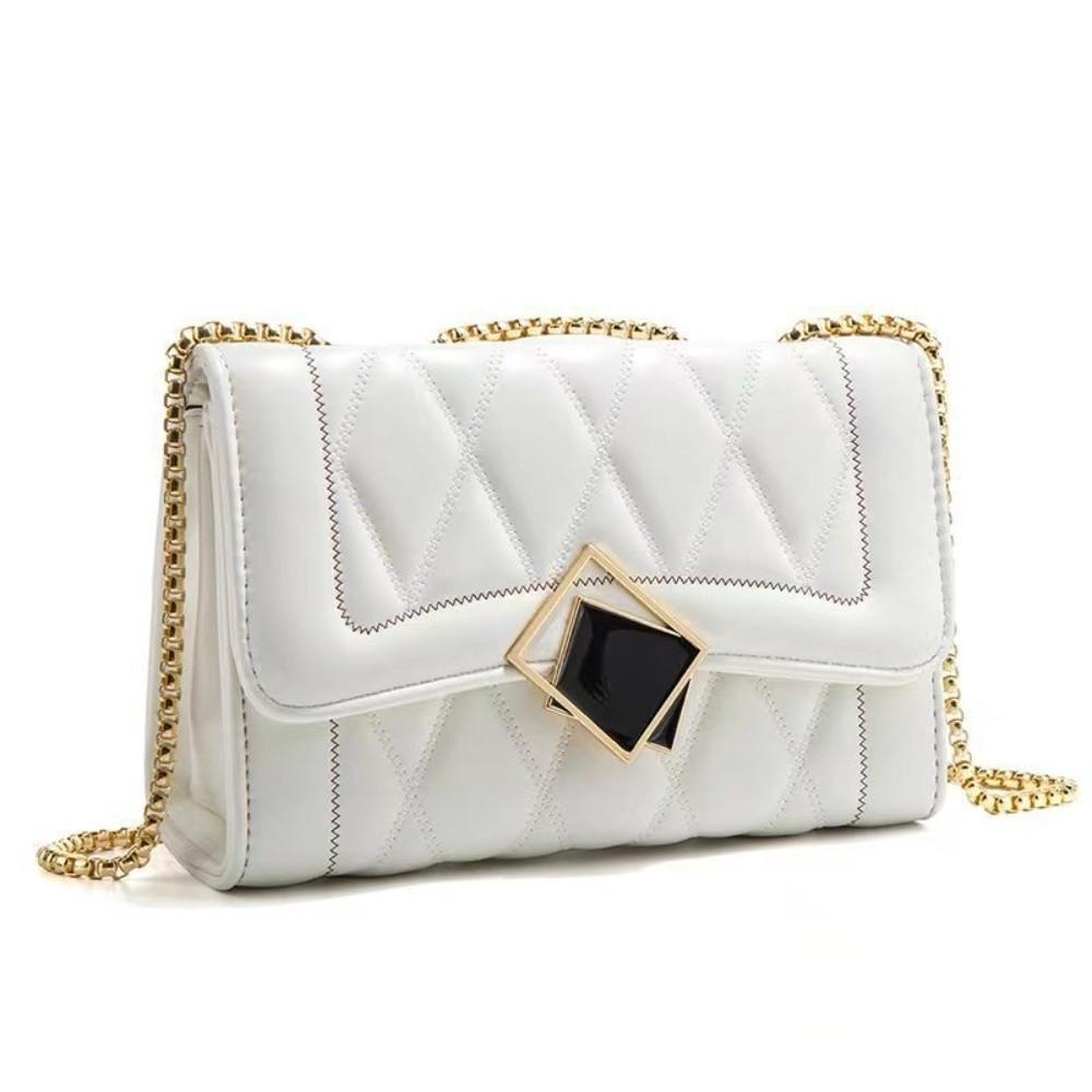

Fashion Casual Messenger Bag PU Leather with Chain Strap Crossbody Bag Diamond Lattice Multifunctional Handbag Women