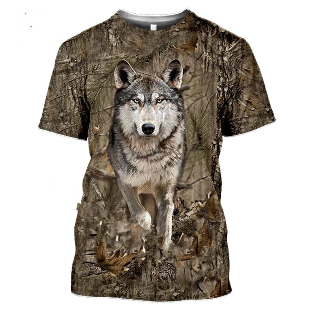 Spring/Summer Cross-border European and American Outdoor Jungle Camouflage Animal T-shirts for men and women, sports casual short-sleeve for students