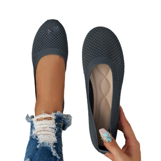 1 пара летних женских вязаных слипонов, нескользящие, однотонные, легкие 38