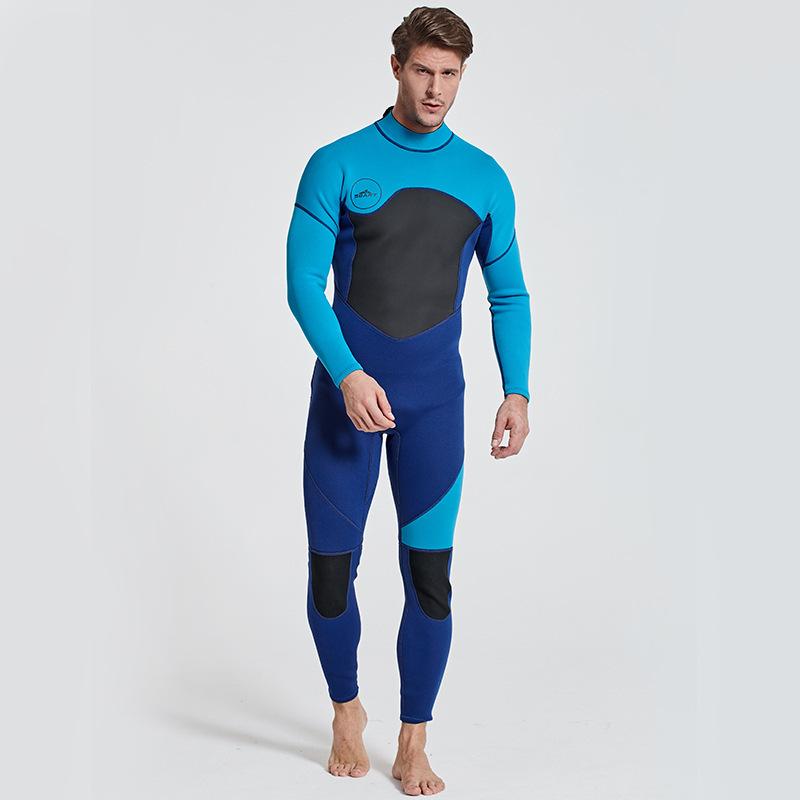 Men One Piece Wetsuit 3mm Neoprene Front/Back Zip Wetsuit Keep Warm UPF 50+ Full Body Long Sleeves Dive Suit for Surf Water Sports Diving Canoeing