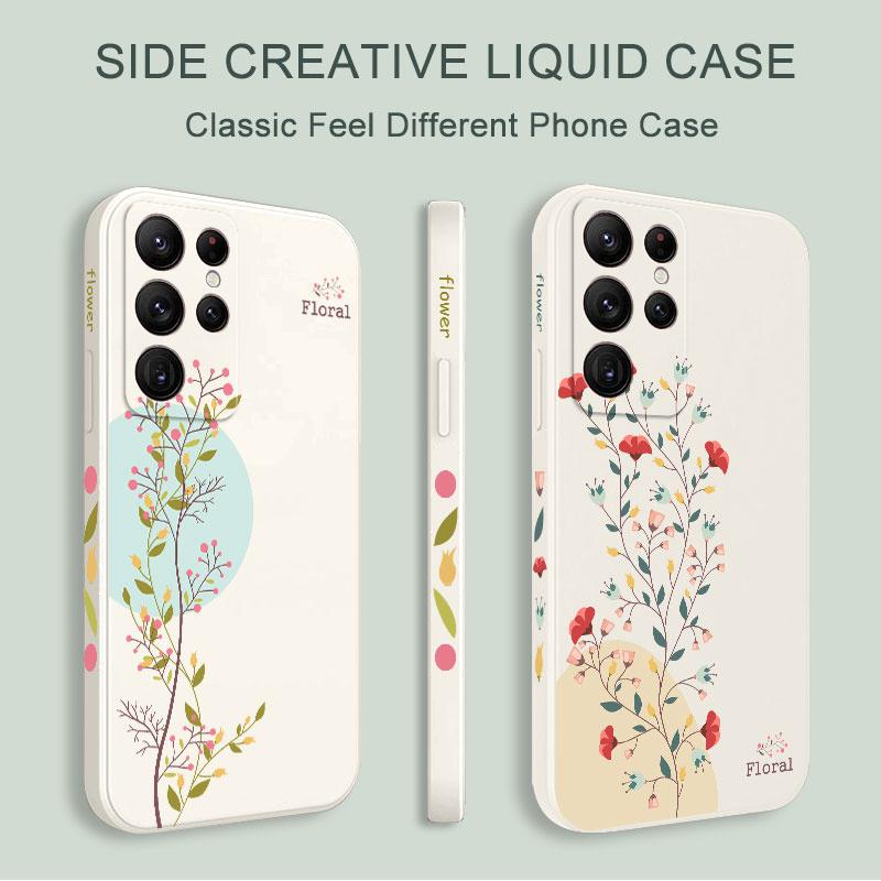 Twigs Flower Willow Phone Case For Samsung Galaxy S24 S23 S22 S21 S20 Ultra Plus FE S10 S9 S10E Note 20 ultra 10 9 Plus Cover