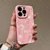 Pink and white floral iPhone17promax mobile phone case for Apple 16promax pleats 14 fresh 15 sets