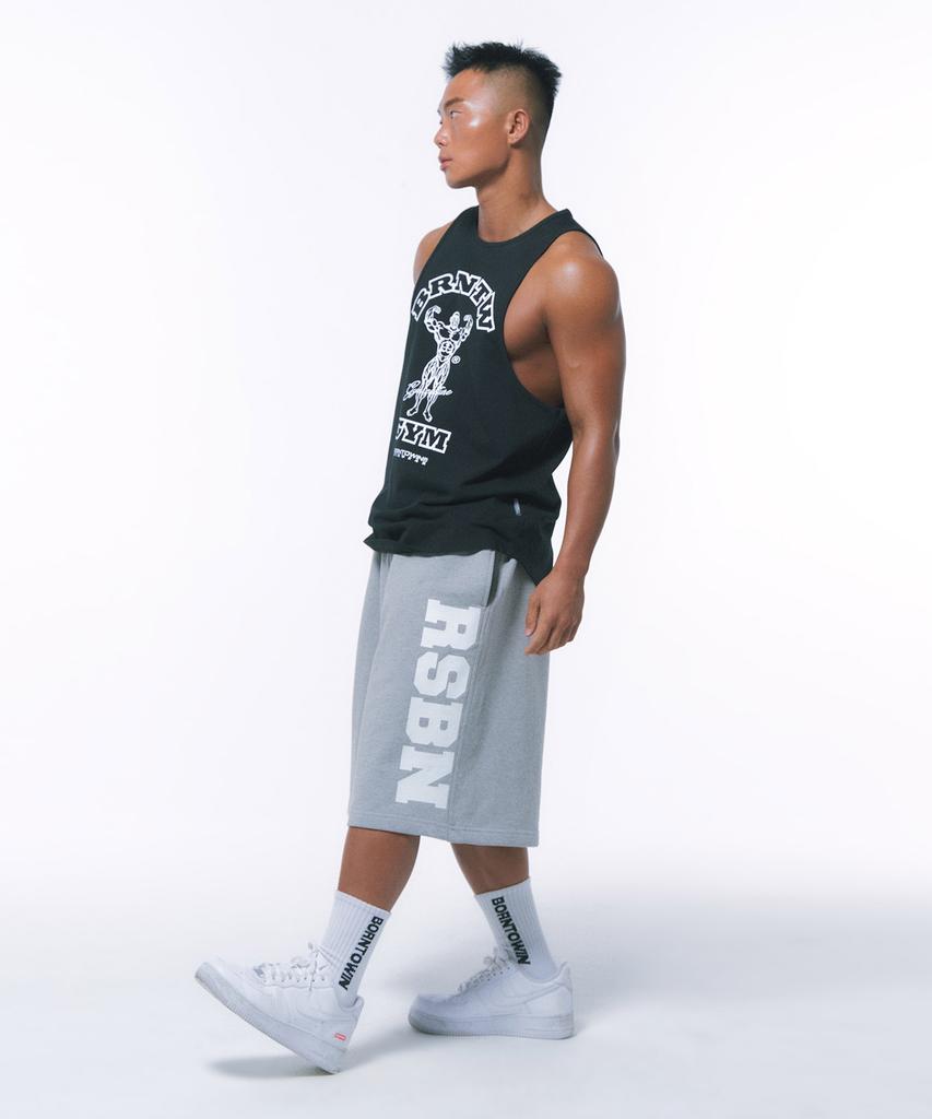 BORN TO WIN Rsbn Half Pants Long Ver [Melange Grey]