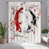 Ukiyoe Koi Carp Pattern Curtains Polyester Fabric Suitable Bedroom Living Room Decoration Made Of Machine Washable Area Window Treatment