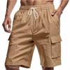 Mens Multi Pocket Drawstring Waist Cargo Casual Shorts