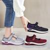 Shoes female middle-aged and old mother shoes shallow mouth breathable flat shoes flying woven casual shoes Velcro walking shoes elderly shoes