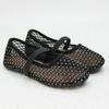 Luxury Lace Mesh Ballet Flat Kid Girls Elegant Design Rhinestones Covered Fishnet Ballerina Shoes Children Dress