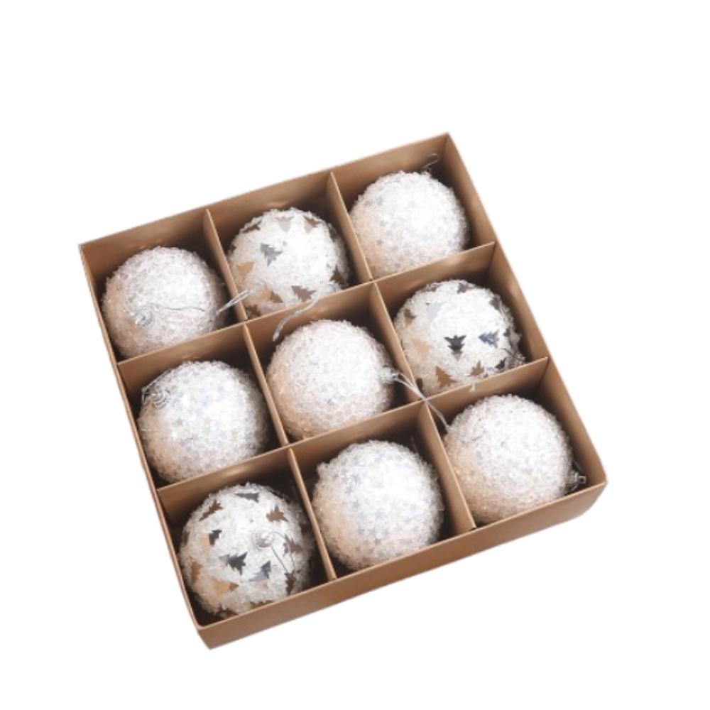 9pcs 8cm Glitter Christmas Balls Pendant Foam Xmas Tree Ornaments  Home Decoration