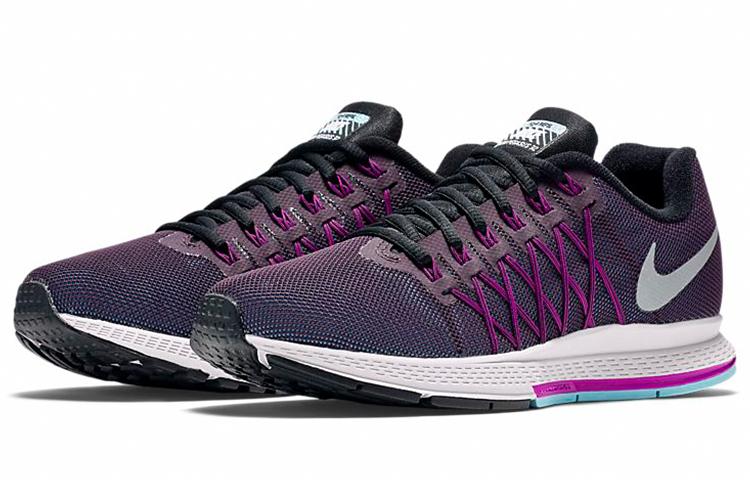Nike Air Zoom Prestige Fabric Cushioning Slip Resistant Low top Running Shoes Women's Black Purple 806577-500