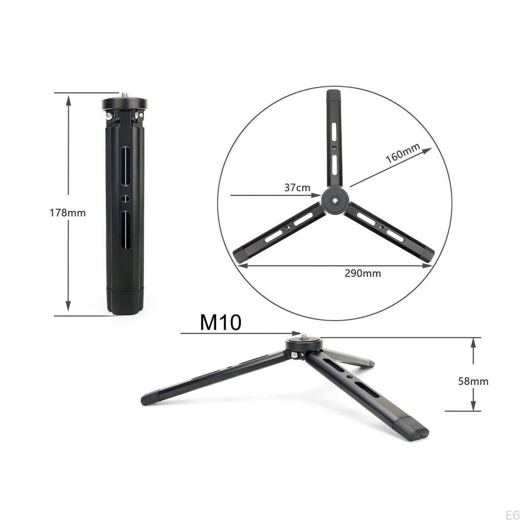 Desktop Stand Tripod Camera Aluminum Alloy Lightweight Black Support Equipment