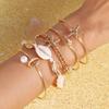 5Pcs Boho Summer Stackable Bangles Luxury Gold Color Starfish Shell Open Bangle Bracelet Set For Women Girls Beach Party Jewelry