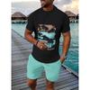 Men'S Breathable Outdoor Casual T-Shirt And Shorts Set, Summer 3D Printed Leisure Sports Outfit for Adults