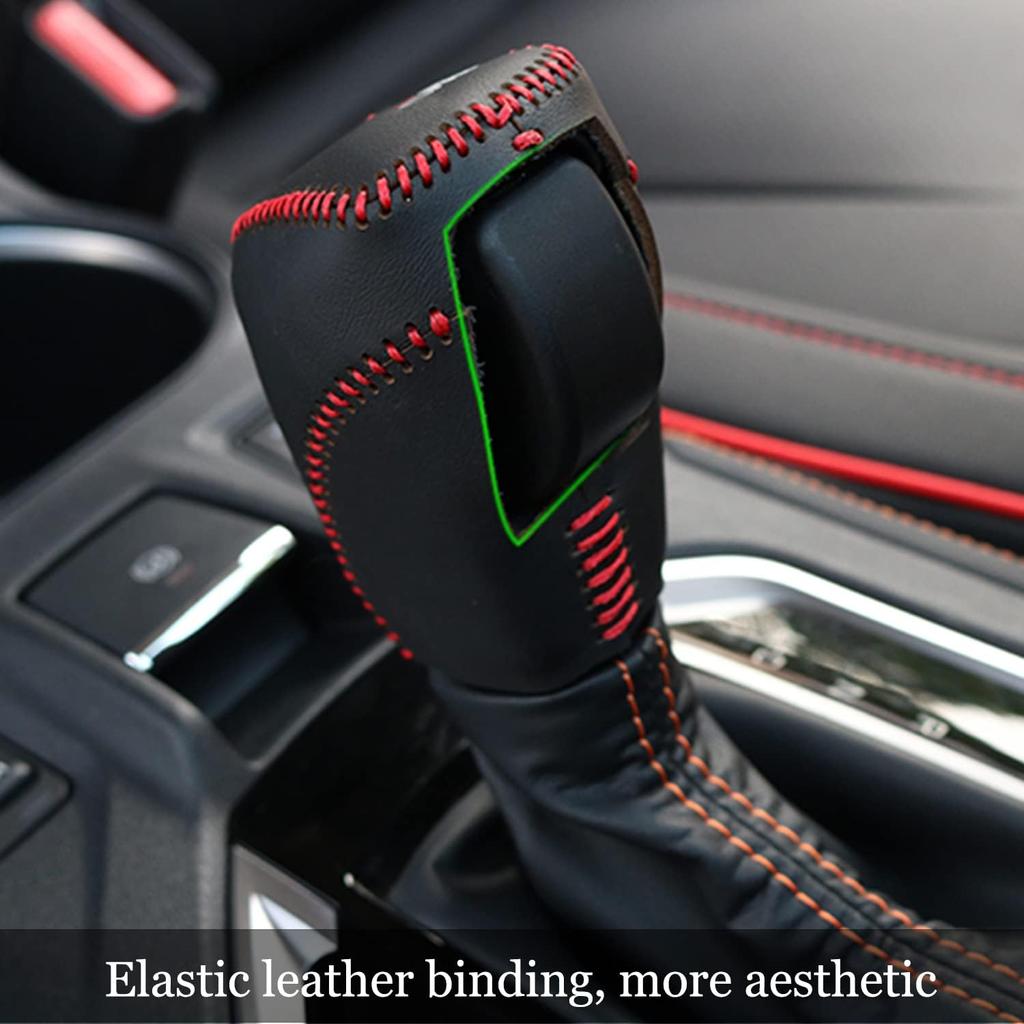 Genuine Leather Car Shift Knobs Cover for Subaru Crosstrek XV Forester 2018-2023/Impreza 2017-2023 Interior Accessories Protective Cover(Carbon Fibre