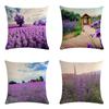 Purple Landscape Lavender Collection Digital Printing Short Plush Pillow Covers For Car Sofa Office Cushion Cover Home Goods