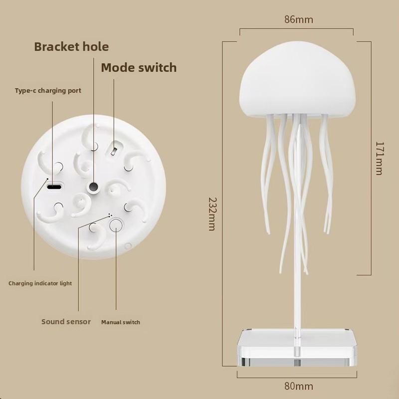 3D Movable Jellyfish Lamp USB Smart Voice Control Dimmable Color-Changing Creative Night Light Ocean Anime Light Sign Ornaments