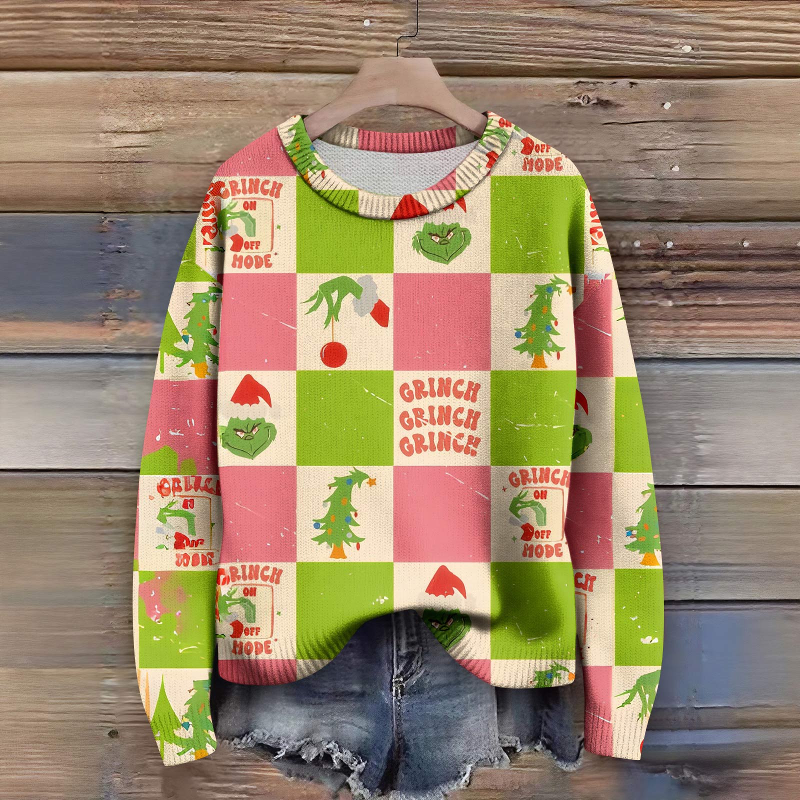 

Пуловеры с длинным рукавом для женщин, с круглым вырезом, повседневные, милые, с принтом, вязаные, оверсайз L розовый