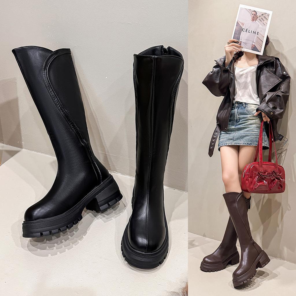 Platform Women Knee-High Boots Zippers Shoes Autumn Winter Thick Heel Women's Knight Long Booties 2026