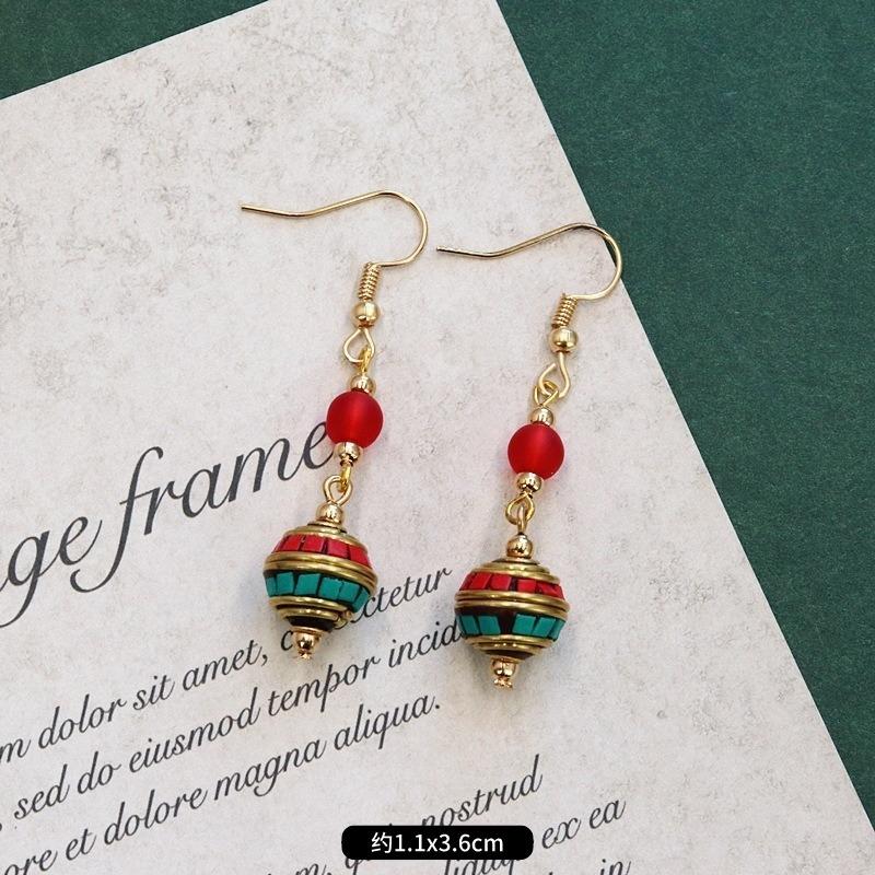 Retro niche design Nepalese exotic Tibetan earrings femininity simple personality handmade earrings