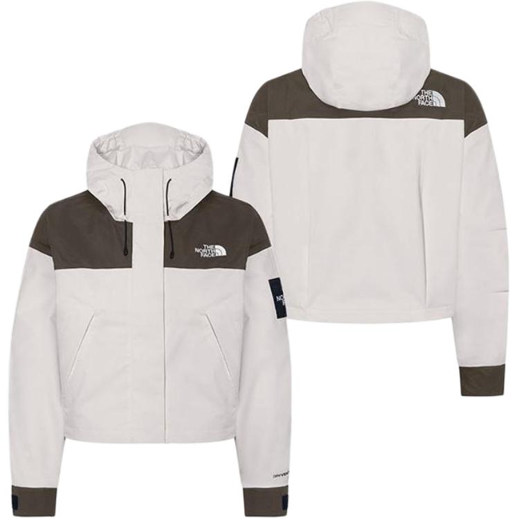 The North Face Color Block Logo Hooded Zip-Up Drop Shoulder Long Sleeve Jacket Women jackets Off-White NJ2HR30J