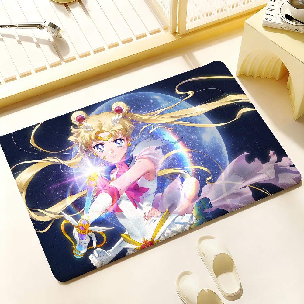 Hot Anime S-Sailor M-Moon Floor Mat Cozy Flannel Soft Thick Non-Slip Mat For Living Room Bedroom Kitchen Decor Rugs