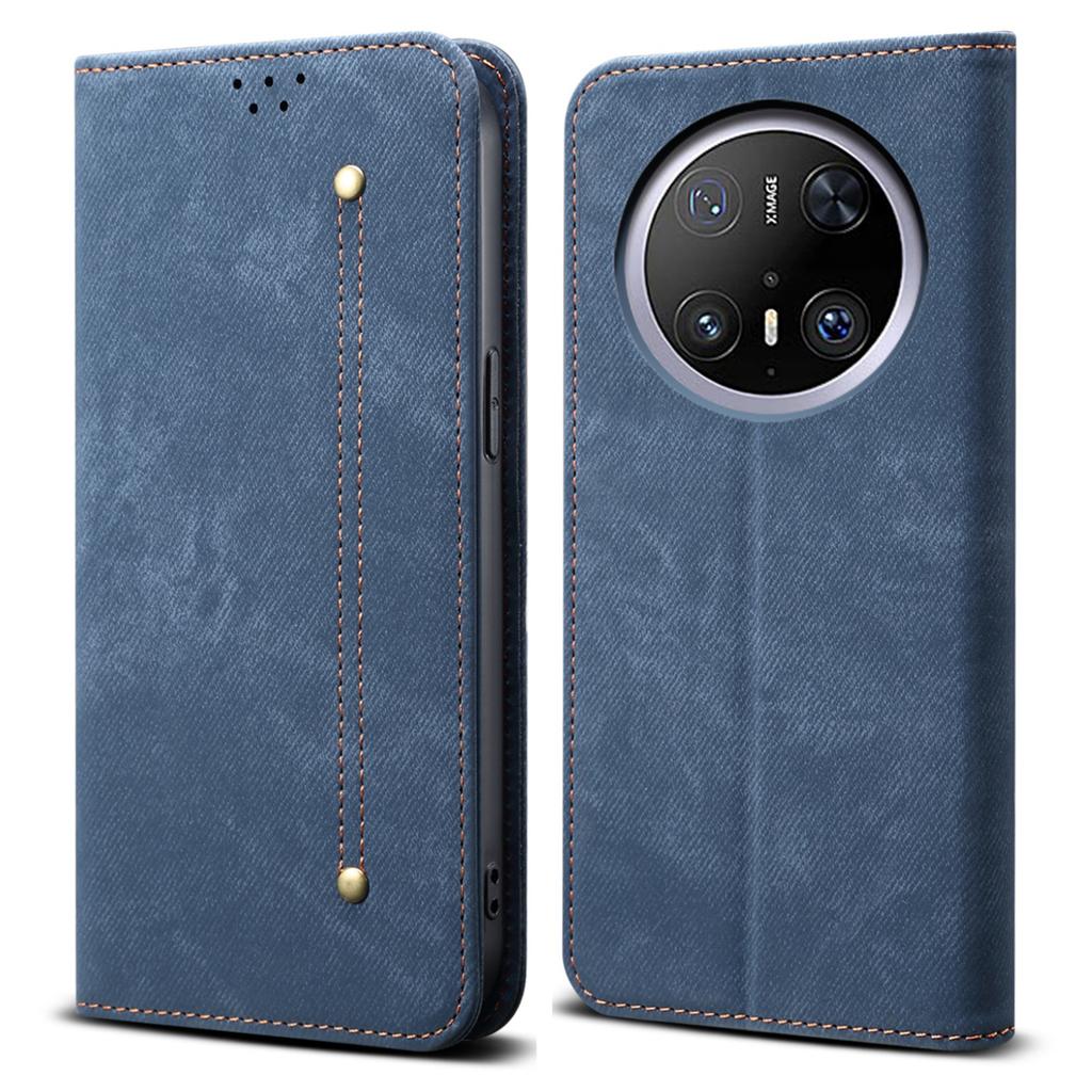 For Huawei Mate 70 Pro/Mate 70 Pro+ Case Jeans Cloth Texture Anti-Scratch Leather Stand Phone Cover