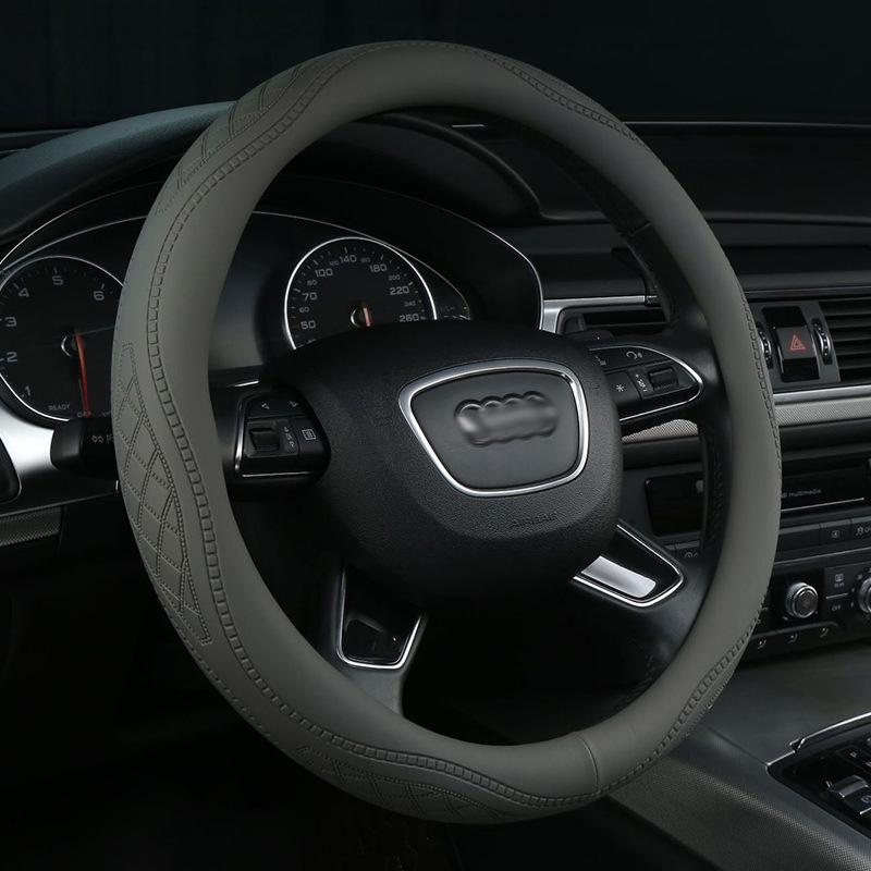 Nappa Leather Embossed Car Steering Wheel Cover - Four Seasons, Comfortable Grip