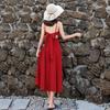 Rotes V-Ausschnitt Rückenfreies Strandkleid 2025 - Sommerliches Strandurlaubskleid für Damen mit Unterkleid, Super Feenhafter Stil