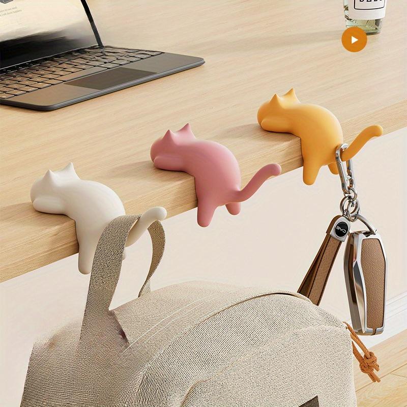 Cute Cat Storage Hooks Durable Plastic Wall-Mounted Organizer Hook for Desk  Dorm  Office