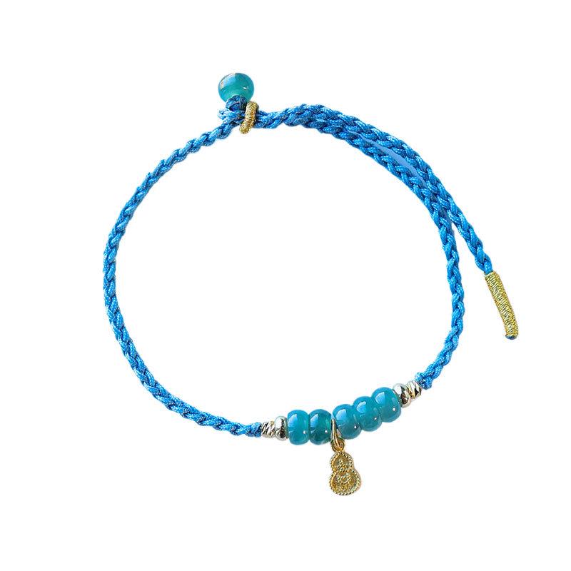 Natural Blue Jade Abacus Bead Bracelet in Retro Chinese Style