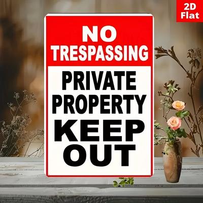 Sign for Keeping Private Property No Trespassing: Durable Metal, Hanging Wall Decoration Style for the Home