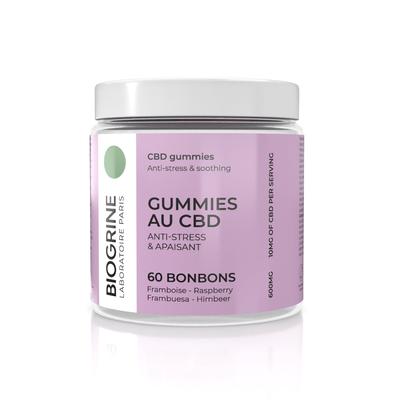 "CBD Gummies" Anti-stress & Soothing|60 Gummies-600mg CBD|Raspberry Flavor|Wellness, Sleep & Maximum Concentration|Vegan