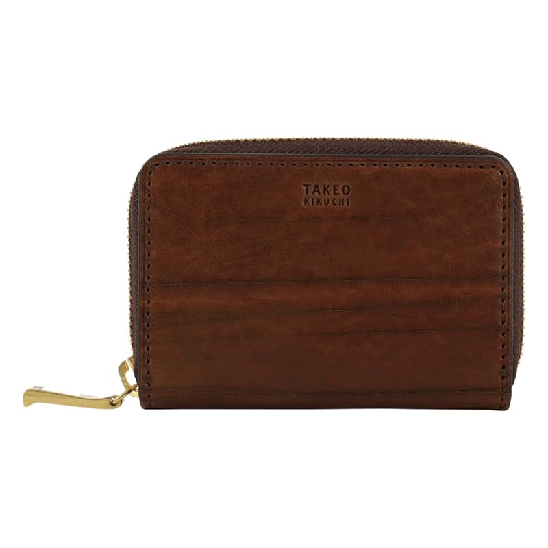 

[Takeo Kikuchi] coin purse card case round zipper genuine leather leather harvey 747611 men s mini wallet key chain cowhide [02] brown