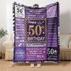50Th Birthday Celebration Throw Blanket Durable Comfort Suitable for Sofa Couch Office Bed Picnics Four Seasons Multipurpose Versatile Y13