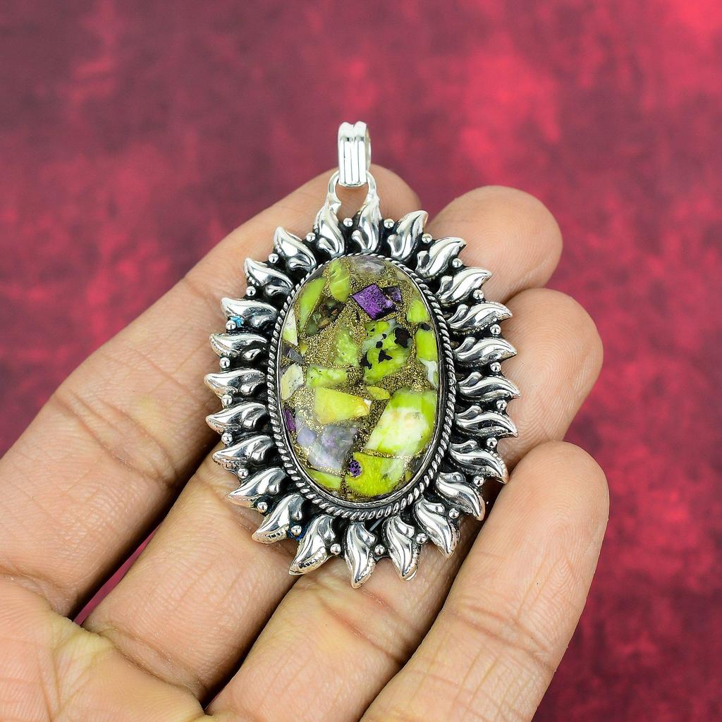 Copper Stichtite Pendant, 925 Solid Sterling Silver Gemstone Jewelry, Handmade Pendant, For Thanksgiving