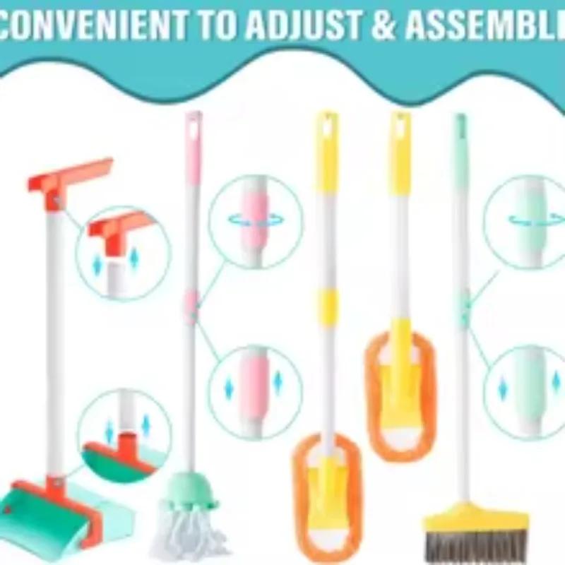 Kids Kindergarten Cleaning Game Toys - Pretend Play Housework Supplies Kit Broom Mop & Dish Washing Children Cleaning Toy Set