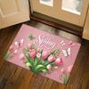 1Pcs Anti Fatigue Kitchen Rugs,  Pink Spring Tulip Print Waterproof Non-Slip Thick Cushioned Kitchen Mat Heavy Duty Comfort Standing Mat for Kitchen