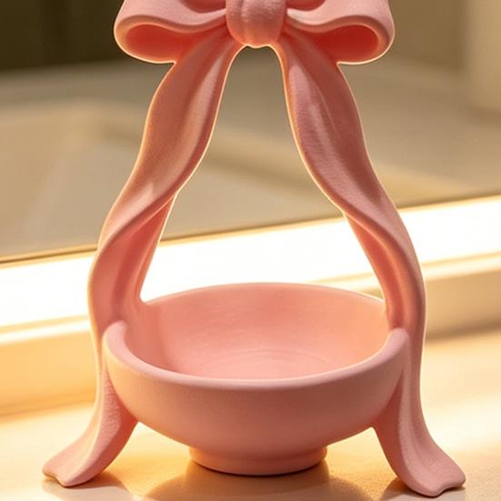3D Printed Bow Jewelry Organizer Stand Ribbon Bow Knot Trinket Holder for Necklaces Bracelets Earrings Rings Decorative Vanity Storage Dish for