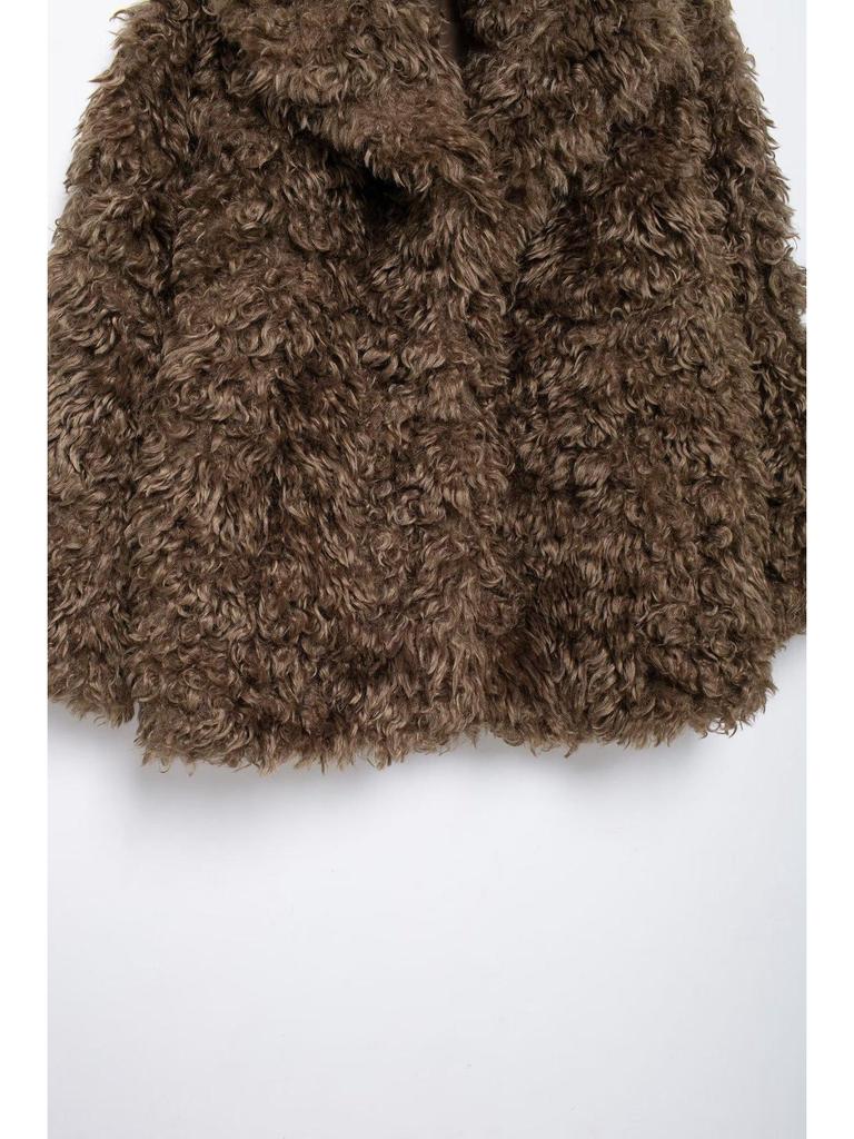 SHEIN Damen Kunstpelz Herbst Midilanger Mantel Jacke