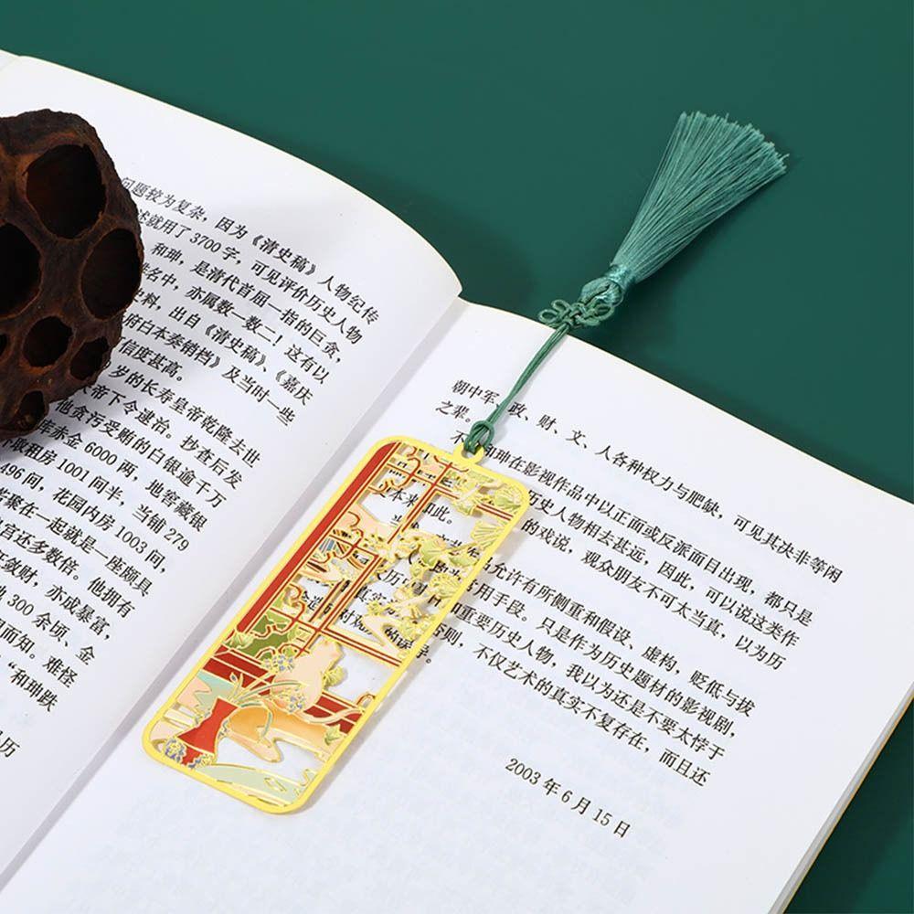 Tassel Brass Bookmark Painted Pagination Mark Retro Book Clip  School Office Supplies