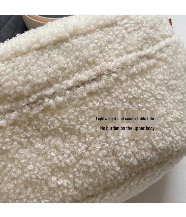 Lambswool Plush Crossbody Bag: 2024 Winter Versatile Small Chest Bag for Women In Solid Colors
