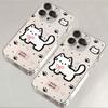 Cute Pixel Cat Clear Phone Case, Kawaii Kitty Heart Print Shockproof Protective Cover for iPhone