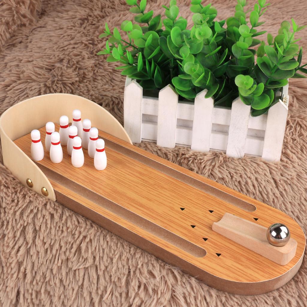 Desktop Bowling Spielzeug Heim Bowling Geschenk für Männer Erwachsene Kind Teenager Junge Mini Bowling Spielset Holz Tischplatte Bowling Spiel