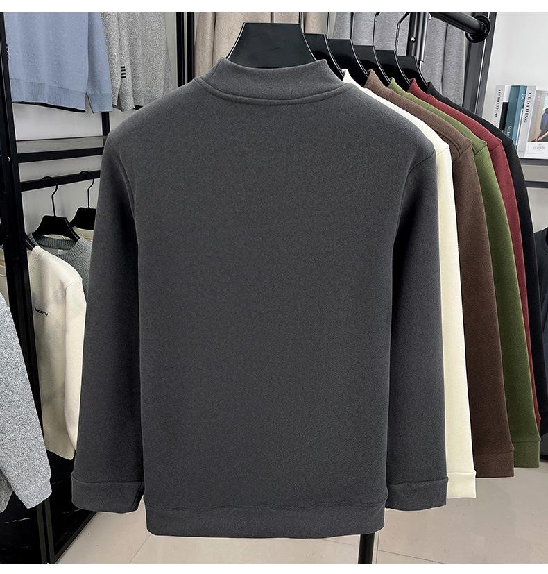 Winter 2025 Herren Plus Samt Verdicktes Sweatshirt - Halbhoher Kragen, Rundhals, Lässige Warme Basisschicht.