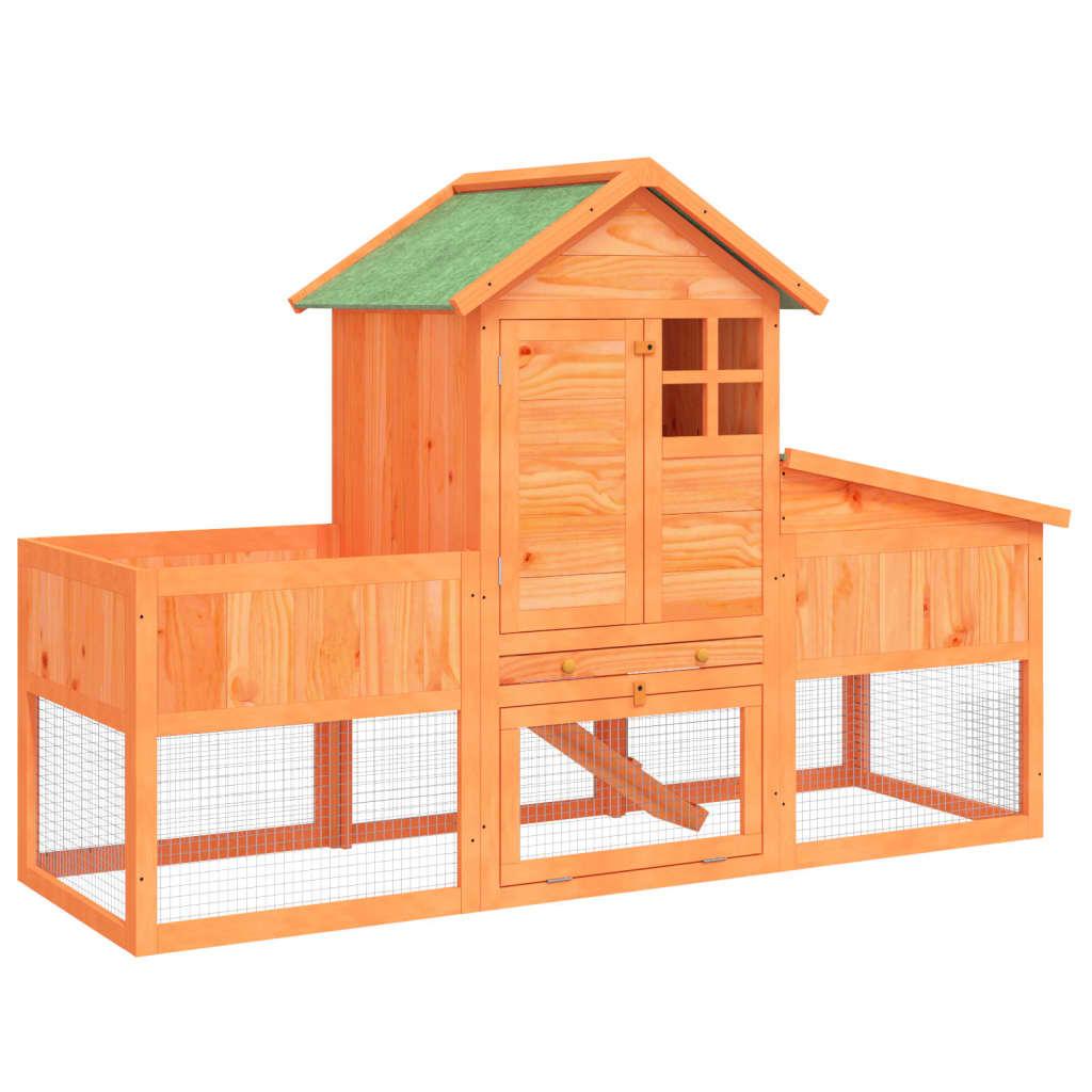 Vidaxl Rabbit Cage, Brown, 170X63X113 Cm, Pine Wood