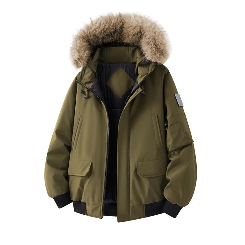 Herbst Winter Herren Kapuzenparka Herren Freizeit Kunstpelzkragen Mäntel Mann High Street Baumwolle Wattierte Jacke Unisex Outdoor Jacken