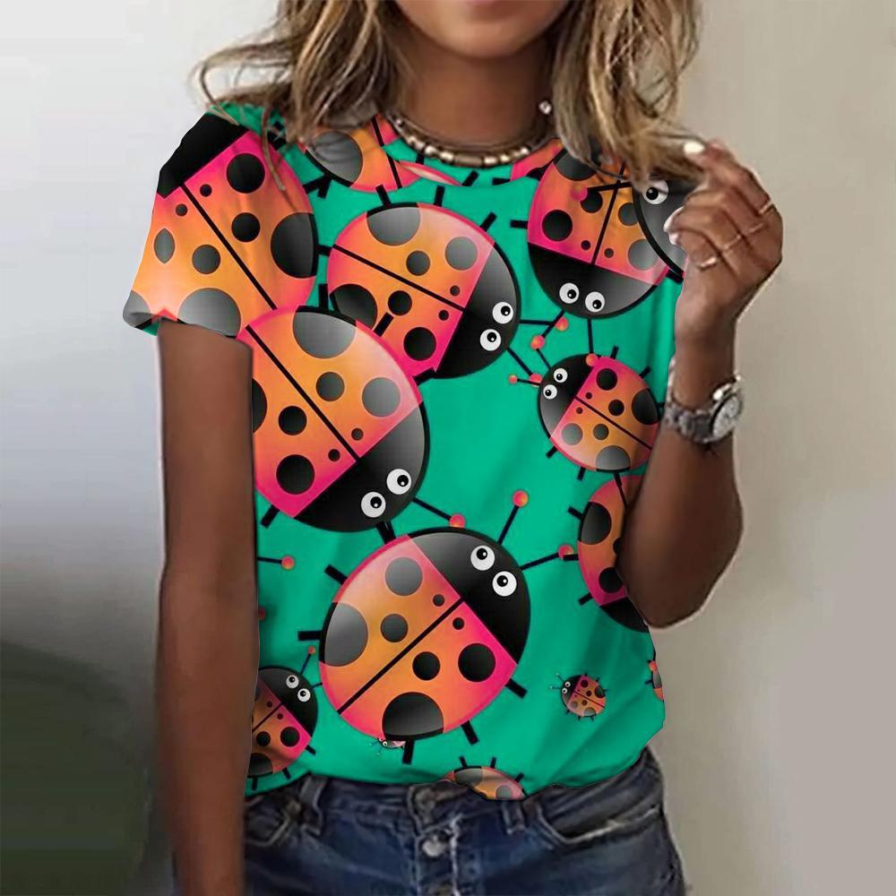 New Cute Animal T-Shirts Worm 3D Print Summer Women O-Neck Short Sleeve T Shirt Harajuku Tops Oversized Y2k Tees Female Clothing